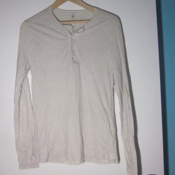 Transit Uomo Mens Italian Size M / USA S Beige Linen Slim Long Sleeve Tee Unisex - Picture 1 of 5
